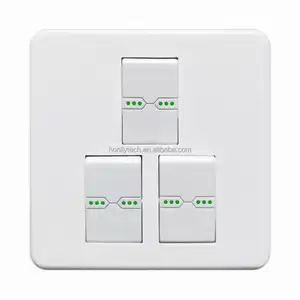 Newest design electric material switch socket screwless wall plates AC 250V 10A 3 gang Wall swiths