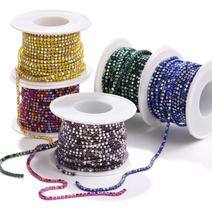 Nouvelle couleur en gros SS6/2mm Chaîne de <span class=keywords><strong>strass</strong></span> en verre 3D colorée motif 10 yards/rouleau à griffes pour bijoux et accessoires vestimentaires DIY - Product Image 6