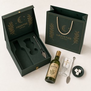 Caja de Regalo Magnética Personalizada para Absint, Empaque Rígido de Papel con Laminado Mate, Reciclable, para Botella de Licor, Cuchara de Vidrio y Kit de Regalo - Product Image 4