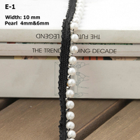 Vente chaude De Mode Perle Perle Dentelle Bande Or Blanc Noir Perle Dentelle Coupe pour La Décoration De Robe
