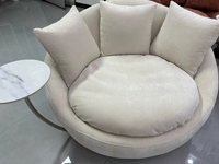 Fauteuil pivotant rond moderne, fauteuil de détente en tissu chenille pivotant à 360 degrés avec coussins pour salon, hôtel