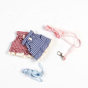 工場直販かわいいフェレットハニークォールハムスターリス屋外ハーネスペット牽引ロープリスチェック柄服 - Product Image 3