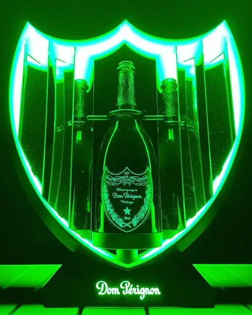 قابل لإعادة الشحن ضوء أخضر DomPerignonعرض زجاجة الشمبانيا مع جلالة وعاء عرض لخدمة VIP في الحفلات والأعراس والملاهي الليلية