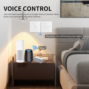 Công tắc tường thông minh Wifi Tuya không cần dây trung tính, điều khiển bằng ứng dụng, điều khiển bằng giọng nói, mặt kính, điện thông minh, công tắc đèn thông minh - Product Image 3