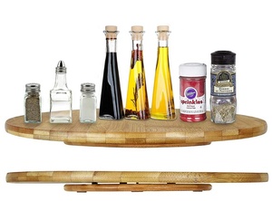 Kitchen Countertop <strong>Lazy</strong> <strong>Susan</strong> Organizer Wood Serving Platter Bamboo Turntable Seasoning Herb Tray 360 Rotating Spice Rack - Product Image 2