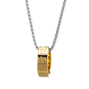 Bijoux de style <span class=keywords><strong>viking</strong></span> mythologique nordique européen et américain, collier en acier titane pour homme avec runes, chaîne de perles, polyvalent - Product Image 6