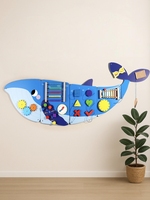 Garderie Montessori pour bébé Panneau mural en bois Équipement d'entraînement sensoriel Baleine Jeu de société occupé Jouets d'activités éducatives pour enfants