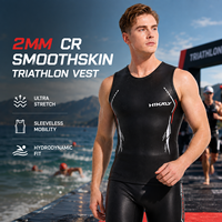 Gilet de triathlon 2 mm pour homme, sans manches, en néoprène Smoothskin CR, ultra-extensible pour la compétition