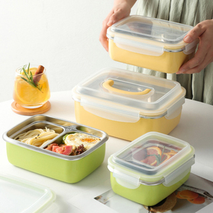 Roestvrijstalen Lunchbox <span class=keywords><strong>Container</strong></span> Met Deksels Lekvrij <span class=keywords><strong>2</strong></span> Compartimenten Lunchcontainers Metalen Bento Box Voor Volwassenen Werkschool - Product Image 1