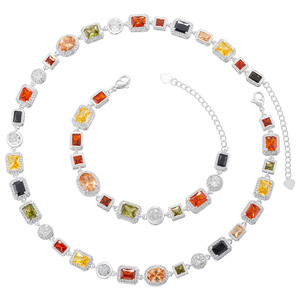 <span class=keywords><strong>Tiktok</strong></span> viral produits gagnants actuels ensemble de bijoux en zircon de luxe mode bijouterie scintillante CZ collier en diamant bracelet - Product Image 1