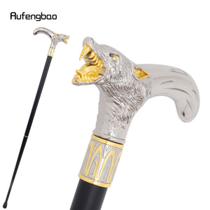 Bâton de marche Platinum Wolf avec poignée en métal, embout en caoutchouc, acier au carbone, bâton de randonnée, design de luxe tendance - Product Image 1