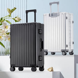 Modern 20 ''ve 24'' seyahat arabası bagaj sert kabuk alüminyum çerçeve ile Spinner Caster ile Vintage iş bavul TSA tekerlek - Product Image 1