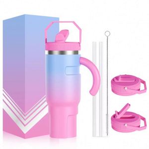 Bouteille d'eau isotherme en acier inoxydable 40 oz avec logo personnalisé, tasse de voyage en métal à double paroi sous vide, gobelet 40 oz avec poignée - Product Image 2