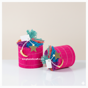 Panier et boîte de rangement modernes en rotin circulaire artisanal, écologiques, pour le Ramadan et l'Aïd - Organisateur naturel de qualité supérieure en provenance du Vietnam - Product Image 3