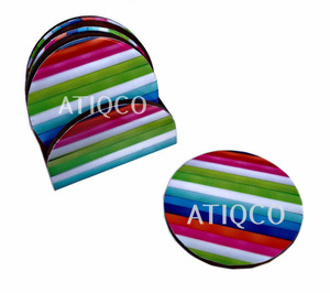 Best Selling Stylish <b>Smart</b> Eco-Friendly Wooden Coaster Set Classic Europe Design Digital Printed Enameled Handcrafted India - Product Image 4