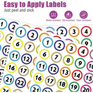 Etiquetas numeradas 1-40 <span class=keywords><strong>con</strong></span> puntos, impermeables/resistentes al aceite/resistentes a desgarros, etiquetas numeradas extraíbles, adecuadas para cajas de almacenamiento - Product Image 3