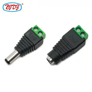 Factory 5.5x2.1mm/5.5x2.5mm DC Male Power Plug Connector Screw Fastening Type Green Jack Adapter for CCTV Camera connector