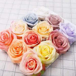Высококачественные декоративные цветы QiHao, оптовая продажа, цвет под заказ, 8,5 см, шелковые цветы, искусственная Роза для свадьбы