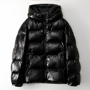 Veste matelassée à capuche en polyester 100% avec logo personnalisé pour <span class=keywords><strong>homme</strong></span>, veste d'hiver chaude pour l'extérieur, veste matelassée noire, taille plus, doudoune - Product Image 2
