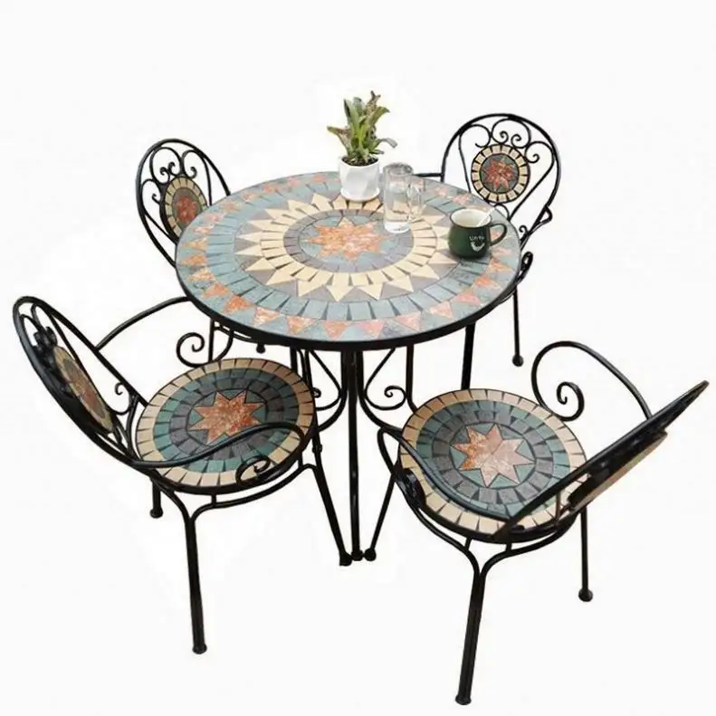 Factory Price European Style Outdoor Garden Balcony Three-Piece Dining Table Set Patio Furniture