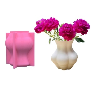 Facile à utiliser 3D surface lisse fine rétro classique bouteille elliptique bricolage silicone béton résine plâtre pot pot moule - Product Image 1