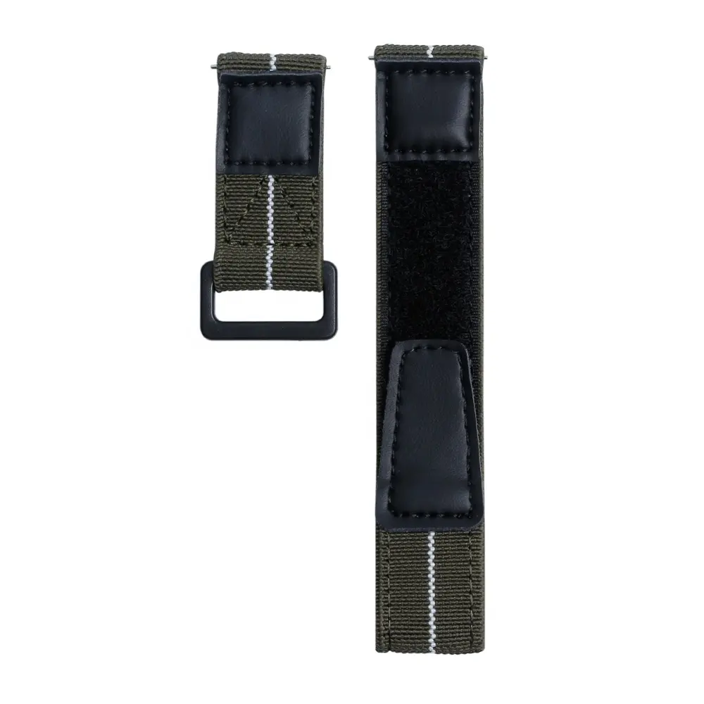 Custom Wholesale 2 Pieces Elastic Nylon+Leather V-elcro Watch Band Bracelet In 20/22mm For Seiko Watches