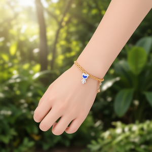 สร้อยข้อมือแฟชั่นชุบทอง 316L สแตนเลสสตีล พร้อมจี้รูปหมีและจี้รูปดาว สำหรับผู้หญิงและเด็กผู้หญิง - Product Image 3