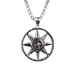 Hip Hop rétro Sports de plein air soleil colliers survie boussole pendentif collier amulette Talisman bijoux - Product Image 3
