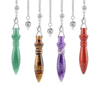 Pendentif baguette de guérison en pierre précieuse, inspiré des pendules spirituels, outil de divination en pierre naturelle pour sorcières et mystiques