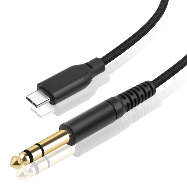 USB-C to Mono 6.35 Audio Adapter Cable 2m 1/4 TS Electric Guitar Cable with Built-In Chip for Speaker