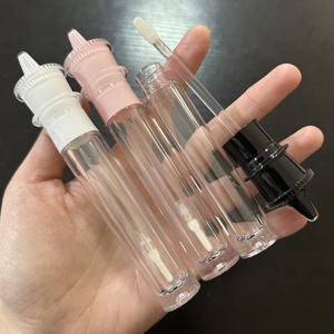 ISMAN Tubo de Brillo Labial Vacío de 5ml, Forma de Faro, Tapas Blanca, Rosa y Negra, Botella de Plástico Transparente para Maquillaje, Venta al por Mayor, Envase Recargable - Product Image 1