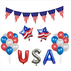 2022 Лидер продаж, 4 июля, синие, красные и белые шары с флагом звезды, День независимости США, поставка украшений