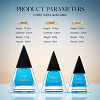 Flacon de parfum en verre pyramidal de luxe avec bouchon triangulaire noir, vaporisateur à fine brume, logo personnalisé, emballage OEM