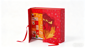 Boîte de calendrier de l'avent de Noël personnalisée avec ruban rouge, boîte cadeau compte à rebours de 24 jours, OEM disponible - Product Image 4