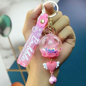 Cute Dried Flower Liquid Keychain Liquid <b>Floating</b> Flower Bag Car Pendants Acrylic Wind Chime Keyrings - Product Image 2