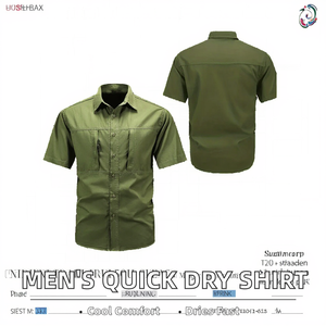 Chemise à manches courtes en twill décontractée pour homme, respirante, séchage rapide, écologique, teinte unie, pour les activités de plein air estivales, la randonnée, la chasse - Product Image 2