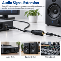 Câble d'extension audio stéréo 3,5 mm TRS mâle vers jack femelle, noir, PVC, signal audio, 1m 2m 3m 5m, OEM personnalisé