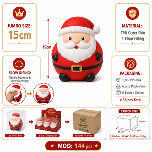Juguete Blandito de <span class=keywords><strong>Santa</strong></span> Claus de Southpeak, Jumbo, Relleno de Harina TPR, de Ascenso Lento, Juguetes Blanditos Navideños para Aliviar el Estrés, 15 cm, Caja de PVC, PDQ, OEM, WS - Product Image 3