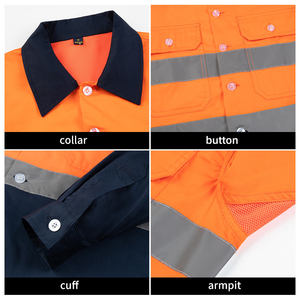 Camisa de Trabajo de Algodón 100% con Logotipo Personalizado, Chaquetas de Trabajo Duraderas, Impermeables y Transpirables de Alta Visibilidad, Traje de Seguridad Reflectante Unisex - Product Image 3