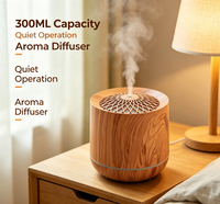 Diffuseur d'arômes ultrasonique effet bois, capacité >300ML, fonctionnement silencieux, éclairage LED écologique USB, décoration de bureau multi-scènes pour