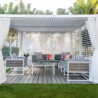 Pavillon intelligent électrique en alliage d'aluminium imperméable pour cour, villa, terrasse et jardin, directement de l'usine Xiamao