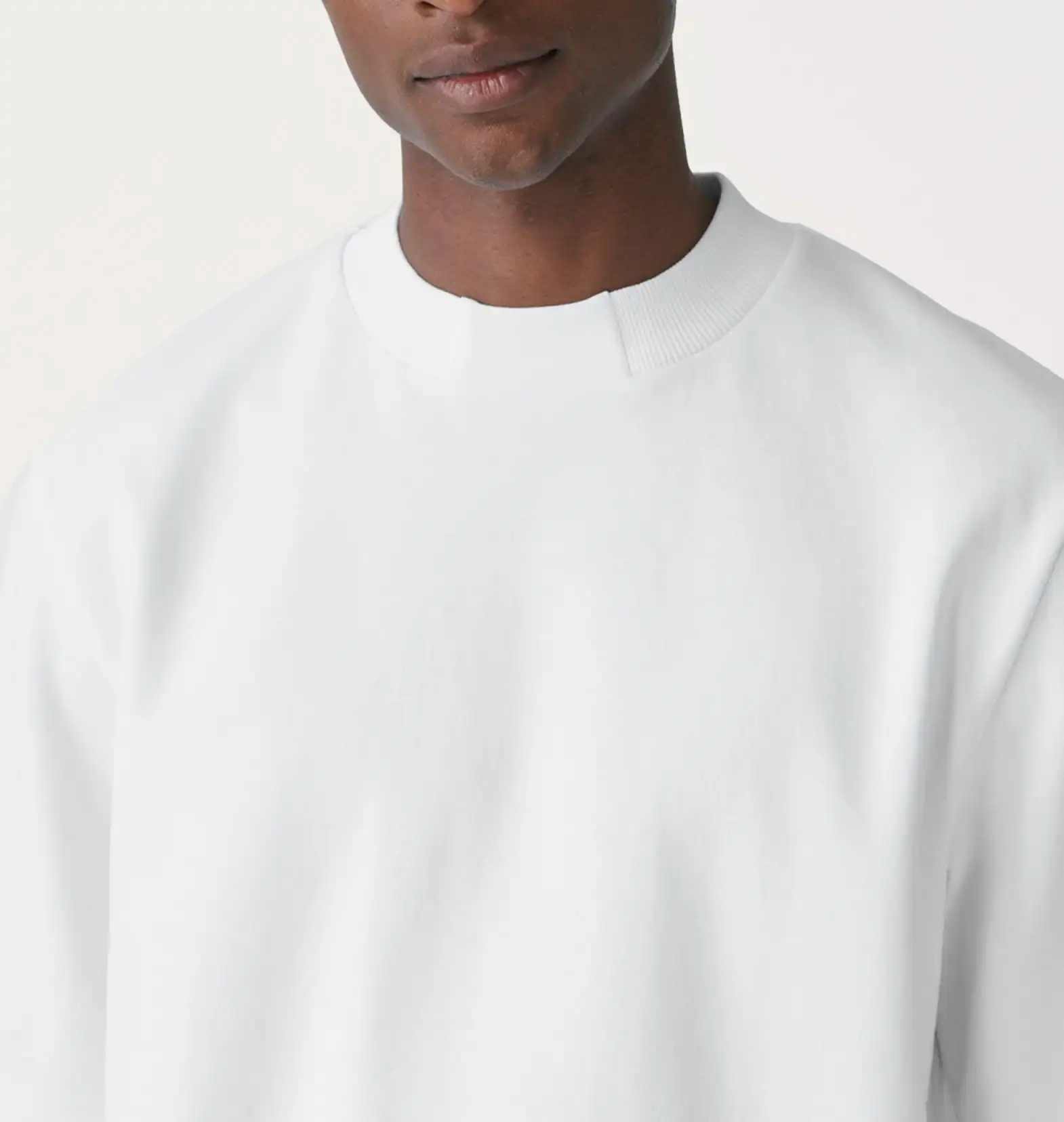 Camiseta de algodón de peso pesado para hombre, camiseta blanca Lisa personalizada, camiseta de gran tamaño con cuello falso, venta al por mayor, 100%