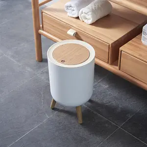 Casa giapponese grano di legno creativo push cestino camera da letto toilette coperto cestino cestino alto cestino