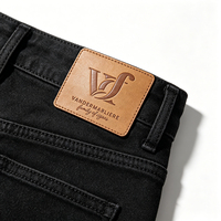 Étiquettes en cuir PU écologiques personnalisées thermopressées pour jeans, vêtements, accessoires de confection à coudre, vente en gros OEM