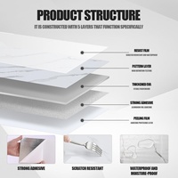 Panneaux muraux autocollants en PVC imitation marbre 30*30CM, imperméables, pour cuisine et salon - Bleu or, 2 mm d'épaisseur, style moderne
