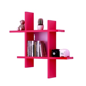 현대 나무 매달려 장식 홈 액세서리 주최자 4 사각형 큐브 교차 벽걸이 형 플로팅 선반 벽 선반 - Product Image 1