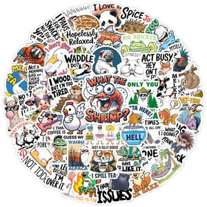 50 Pegatinas Divertidas de Animales de Dibujos Animados con Texto en Inglés <span class=keywords><strong>para</strong></span> Decorar Equipaje y Botellas, Pegatinas de Memes Humorísticos - Product Image 2