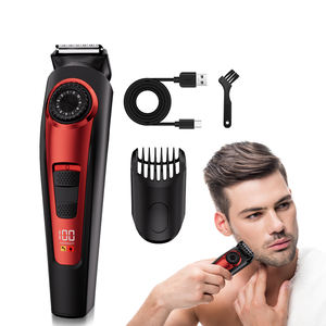 Электробритва с лезвием из нержавеющей стали, USB-зарядка, регулируемый гребень, триммер для бороды с цифровым дисплеем для дома и отеля - Product Image 1