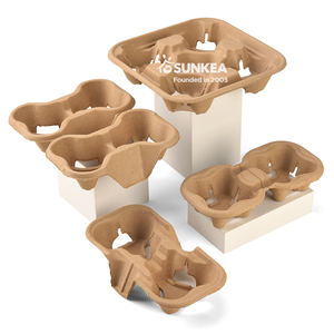 4 Kopjes Wegwerp Koffiebakje/Pulpvezel Drankdrager/Koffiedrager - Product Image 4