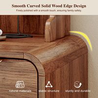 Grande table de toilette marron avec miroir LED, station de charge, armoire de rangement latérale et tiroirs, bureau de maquillage pour chambre à coucher